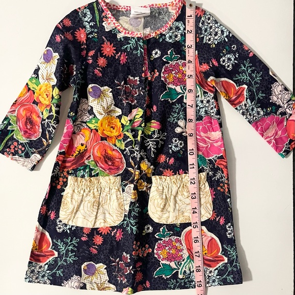 Emerald August Long-Sleeve Deep Blue Pink Green Purple  Floral Dress Size 2T - Picture 9 of 12